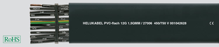 26989 Helukabel | PVC-flat black 24 G 0,75 mm² | Cáp dẹt cẩu trục